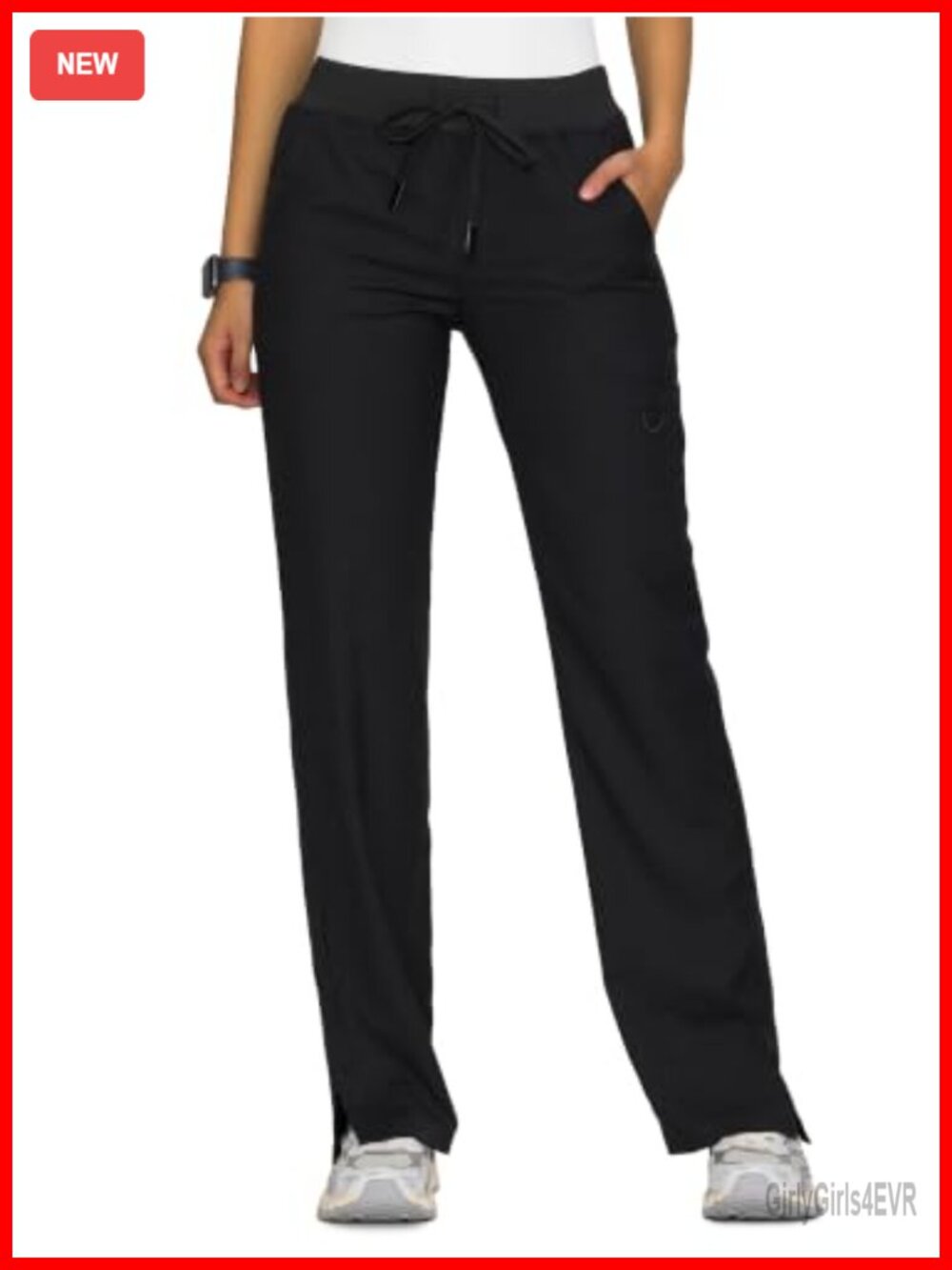 Women's Scrub Pants Straight Leg Drawstring Mid Rise